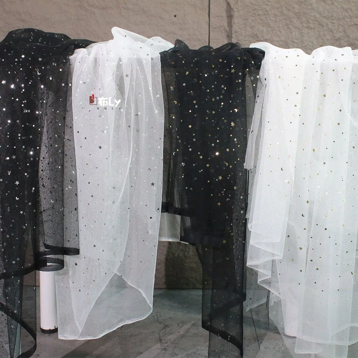 Starry Sky Gold Foil Sequin Mesh Lace Fabric For Wedding DIY Backdrop Designer