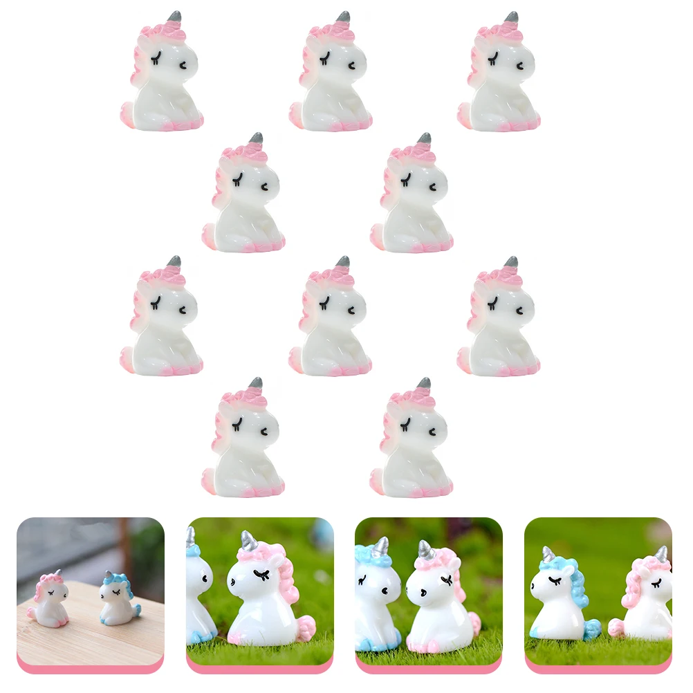 

10 Pcs Mini Unicorn Figurines Pink Resin Statues Cute Decorations for DIY Craft Projects Miniature Garden Accessories