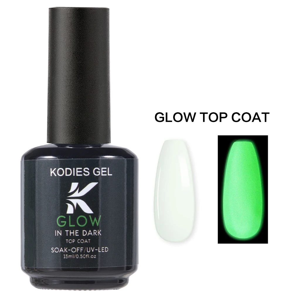 KODIES GEL Top Coat Glow In The Dark Gel UV Smalto per unghie Semi permanente Topcoat luminoso Finitura in gel Halloween Manicure Unghie Art