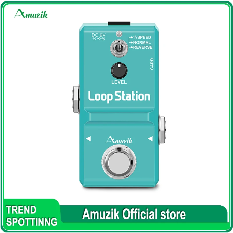 Amuzik-Looper Electric Guitar Pedal, Loop Station, Unlimited Overdubs, 10 Minutes of Looping, Free 1GB SD Card for Memory