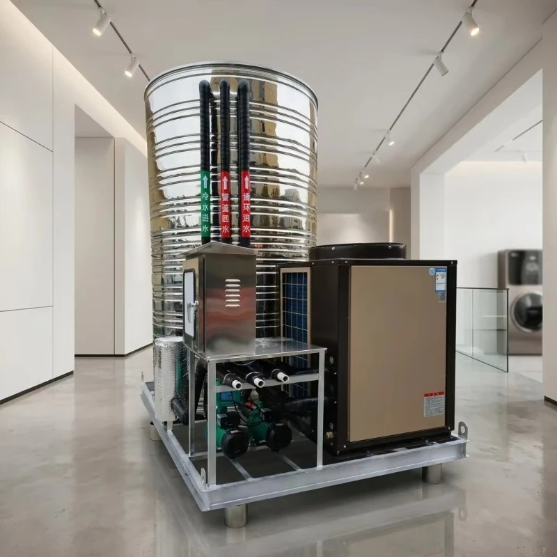 Full DC Inverter Air Source Heat Pump Integrated With Stainless Steel Insulated Water Tank for Hotel Homestay Bath Projects