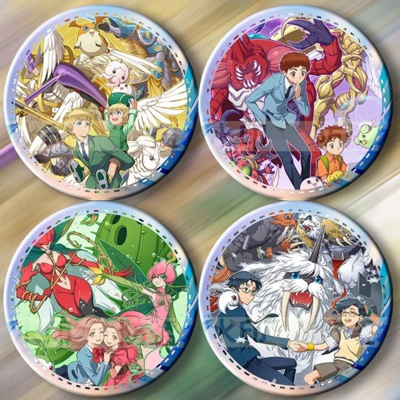 Digimon Adventure Agumon Angewomon 2D Cartoon Animation Peripheral Creative Badge Brooch School Bag Accessories Gift Wholesale