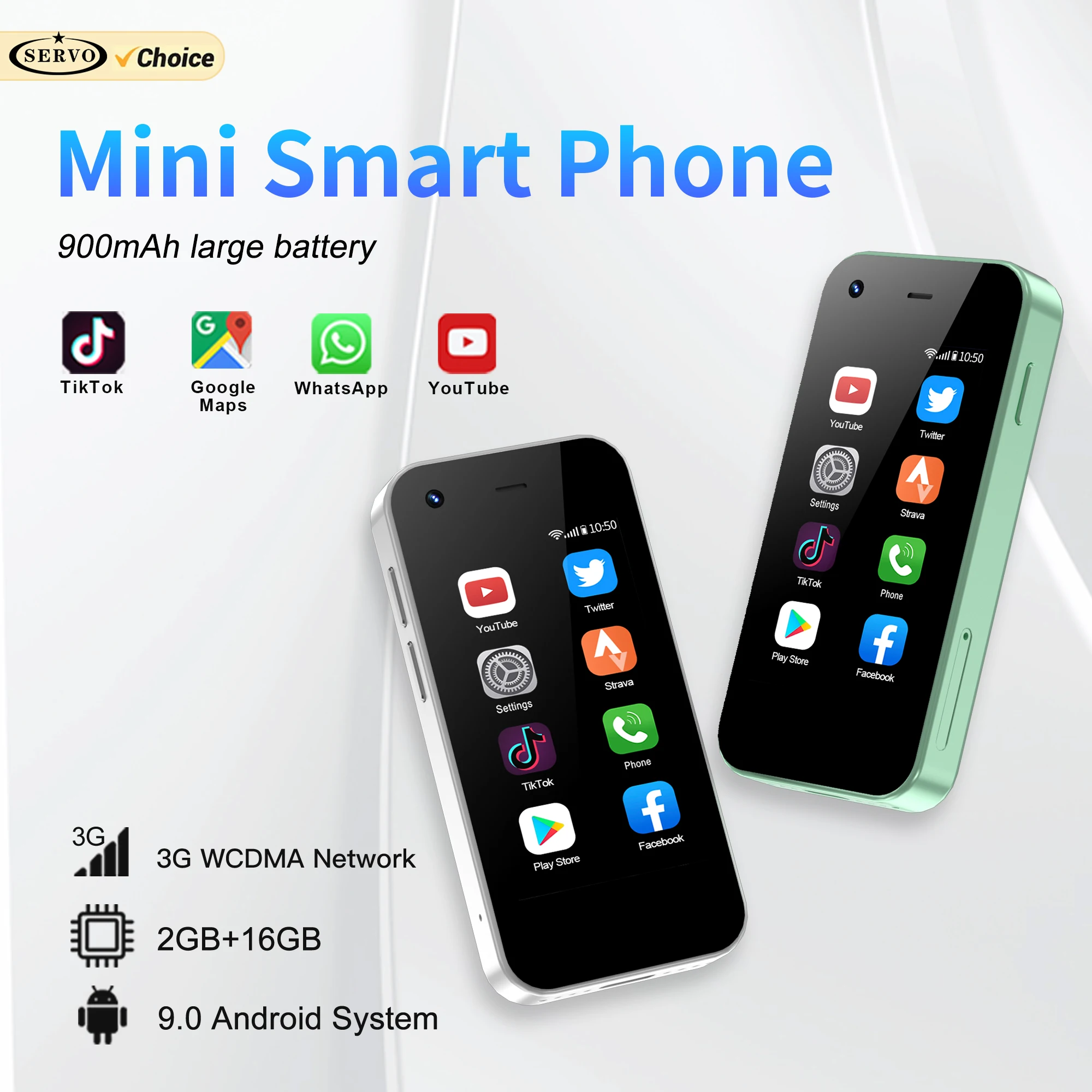SERVO KING5000 Super Mini Smartphone 3G Android System 2 SIM Standby WhatsAPP WiFi Hotspot 2.5