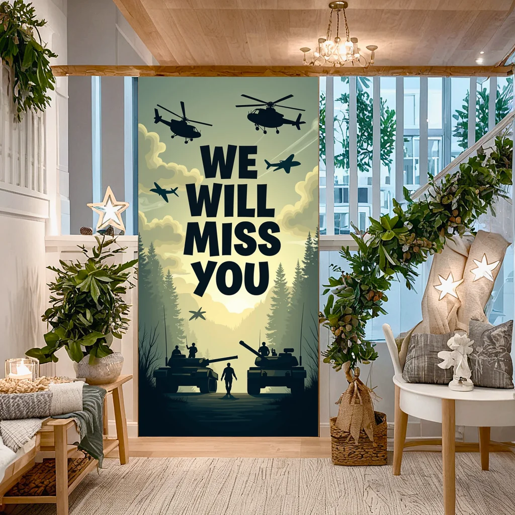 Farewell Military Banner We Will Miss You Backdrop Decor Party Celebration Decoration Backdrop Banner Photography Props