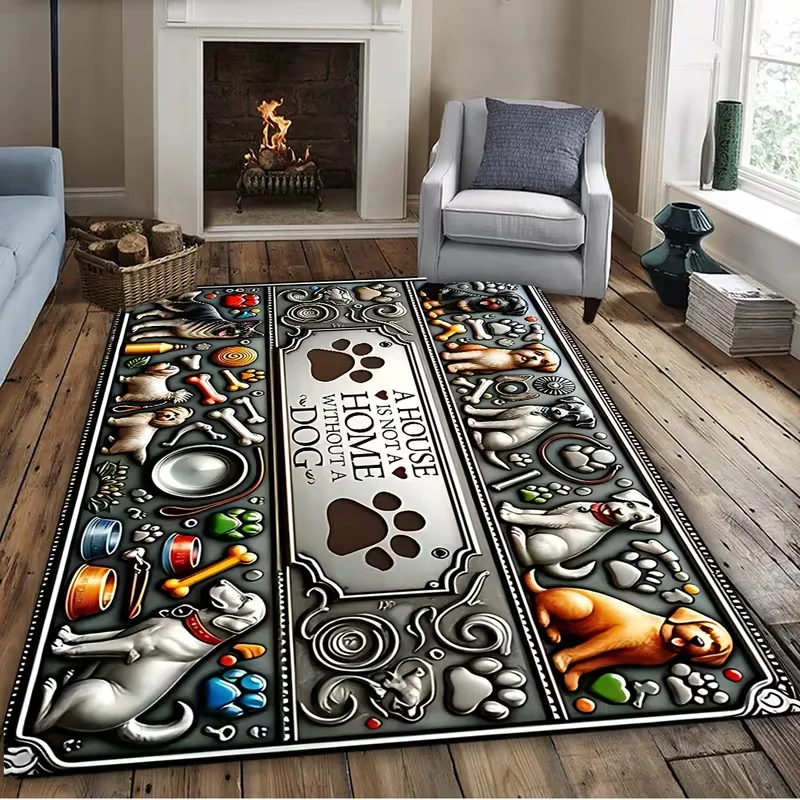 

[Paw Print Home Decor] 1pc Paw Print Area Mat for , Entryway, Living Room, Bedroom Indoor Use - Black & White Paw Print Design