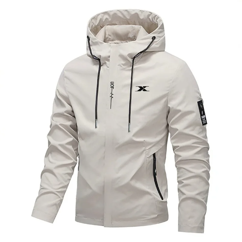 Leichte, wasserdichte Kapuzenjacke für Herren, bedruckt, urbaner Windbreaker, geeignet zum Radfahren, Wandern und für Freizeitaktivitäten bei Regen, mit Taschen. – Detail 14