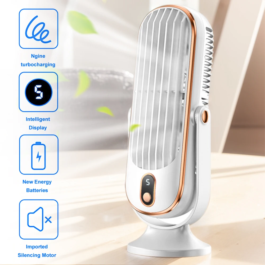 

1800mAh Strong Wind Cooling USB LED Display 5 Speed Adjustment Desktop Tower Fan Arrival Home Office Use Electric Fan For Summer