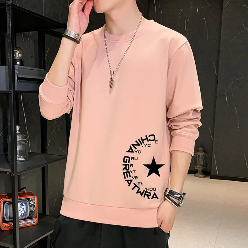 Stylish Letter Printed Sweatshirts Spring Autumn Long Sleeve Men\'s Clothing Casual O-Neck All-match Youthful Vitality Pullovers