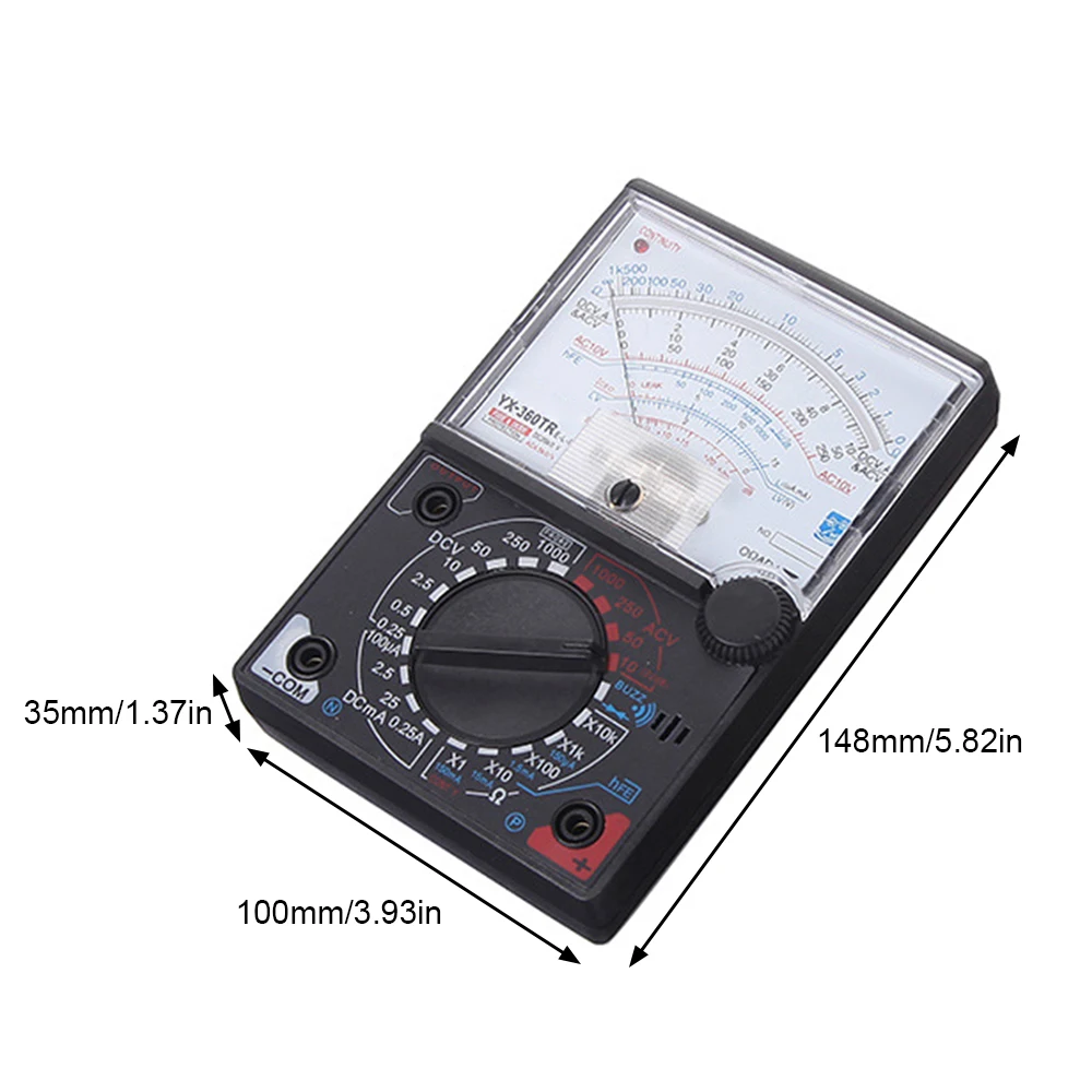 YX-360TRE-L-B Pointer Multimeters AC DC Measure ICEO HFE with Tester Pen Indicator Light Beeping Ammeter Voltmeter Resistance