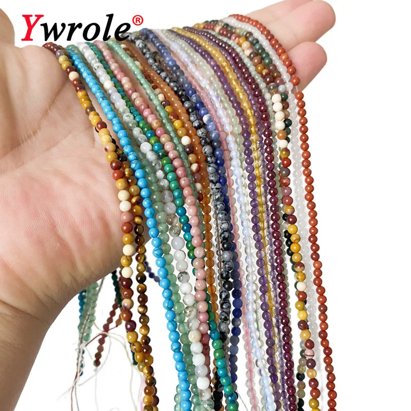 YWROLE 2 3 4 MM Natural Stone Labradorite Amethyst Quartz Round Spacer Beads for Jewelry Making DIY Bracelet Accessories 15''