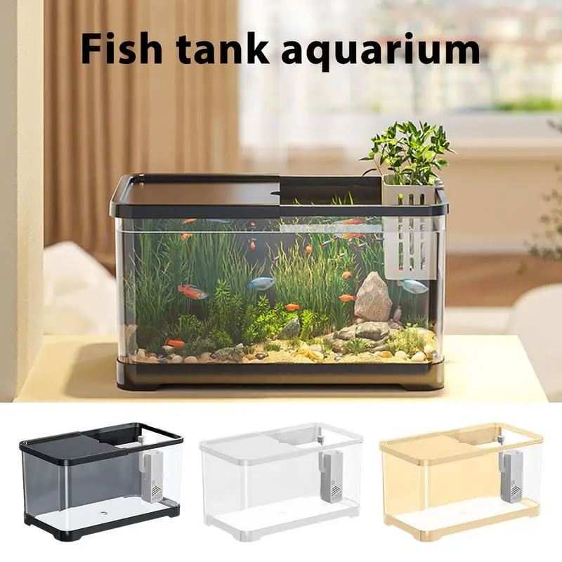 

Fish Tank Kit Small Mini Aquarium Creative Fish Aquarium With Basket Fishbowl Fish Tanks And Aquariums Fish Accessories