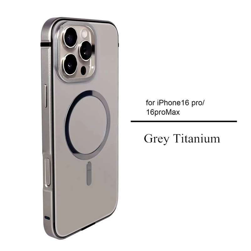 Pro iPhone 16 pro maxi kov titanová magnetický nabíjení pouzdro pro iPhone 15 pro maxi coque nerez ocel hojnost nárazuvzdorné zakrýt