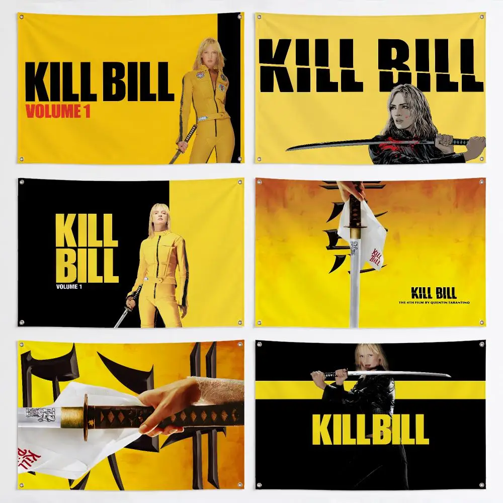 Classic Movie K-Kill Bill Flags Aesthetic Wall Tapestry Printed Wall Hanging Living Room Party Outdoor Decor