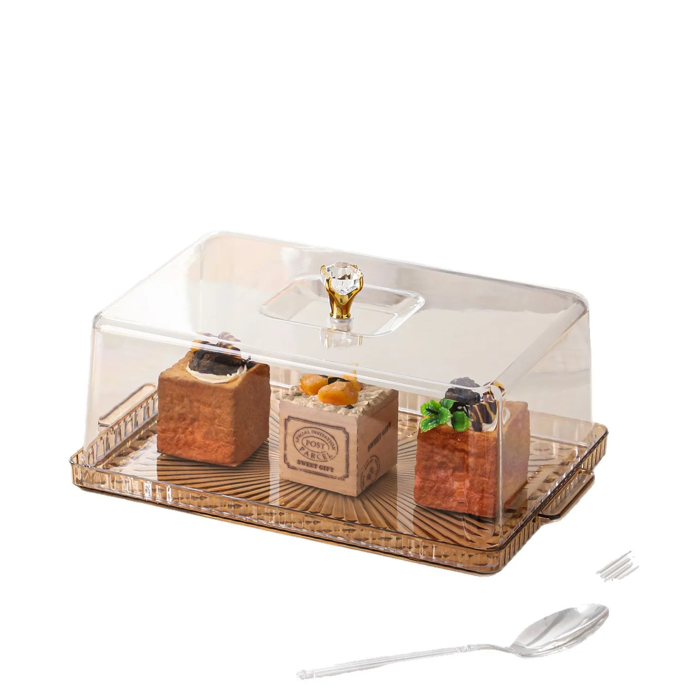 

ZML Display Tray Afternoon Tea Snacks Fruit Tray Acrylic Dessert Tray with Lid