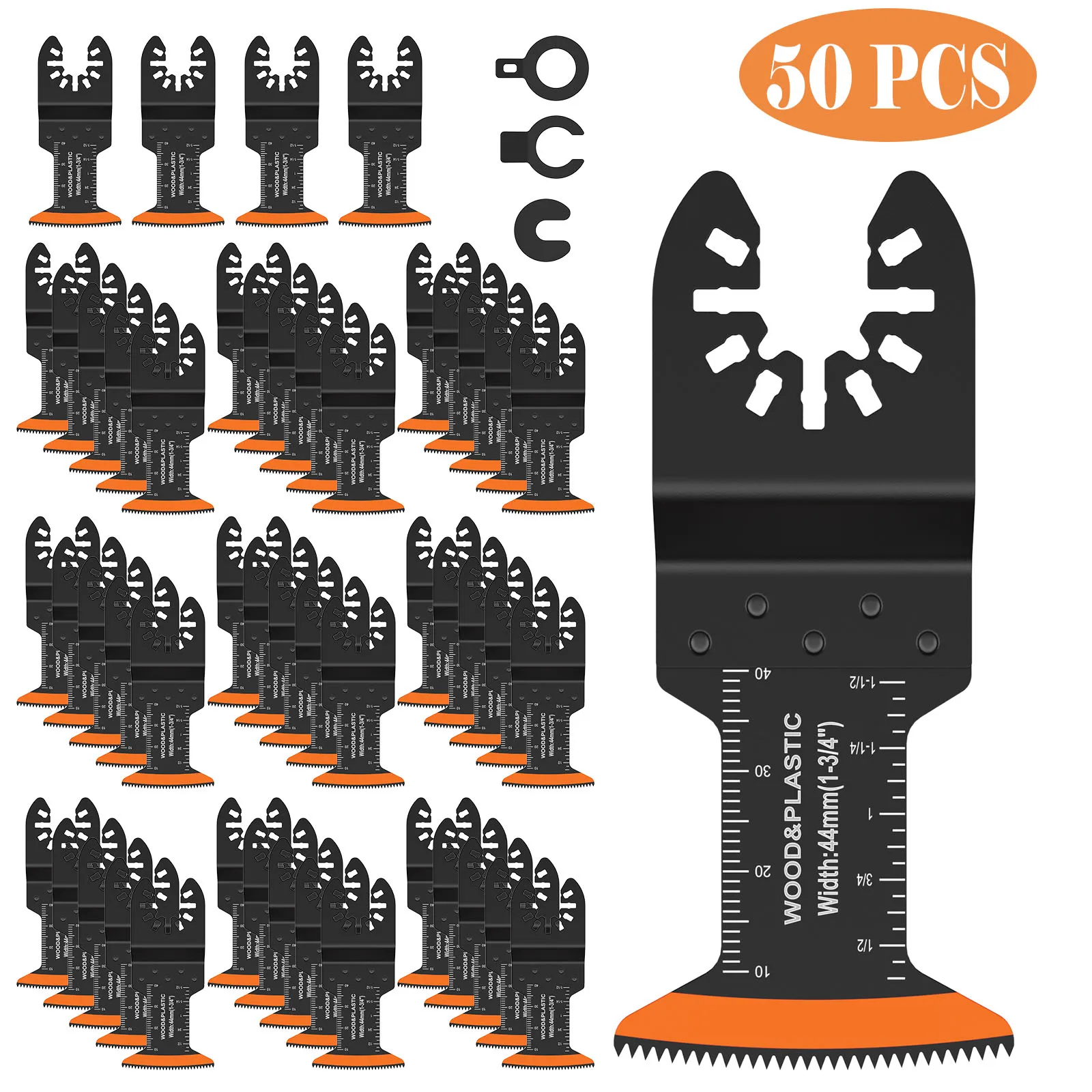50/10Pcs Oscillating Saw Blades Carbon Steel 44MM Cuvred Edge Multitool Blades Cutter Wear Resistant Blades Fast Cuttining Too
