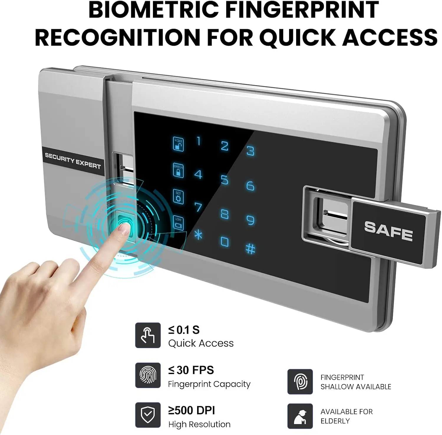 Biometric Fingerprint Safe Box, 2.6 Cub Fingerprint Safe with Voice Prompt and Private Inner Cabinet, Home Safe with Touch Scree