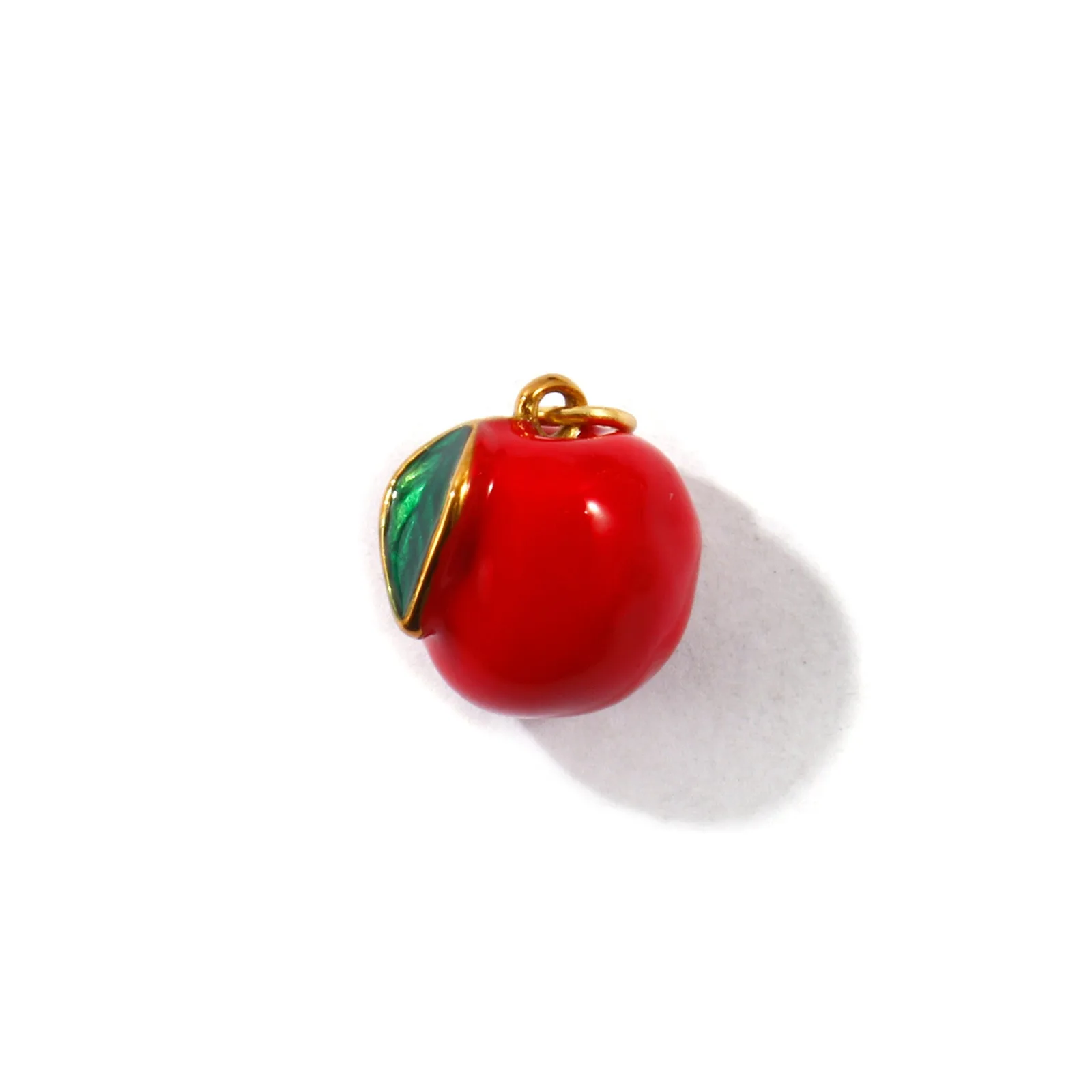 2 Stück Emaille 3D Fruchtanhänger Apfel Wassermelone 304 Edelstahl 18K vergoldete Anhänger für DIY Schmuckzubehör Großhandel – Detail 3