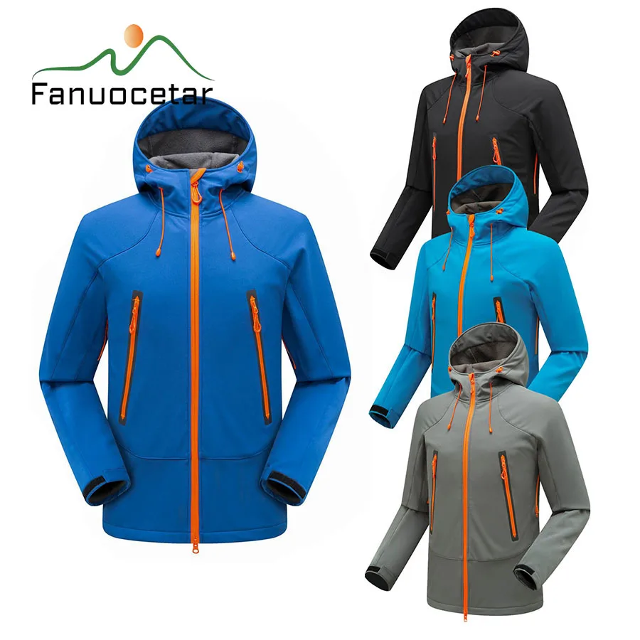 

Fanuocetar Hiking Softshell Jackets Mens Waterproof Outdoor Sports Camping Skiing Trekking Fleece Windbreaker Rain Coats 8023