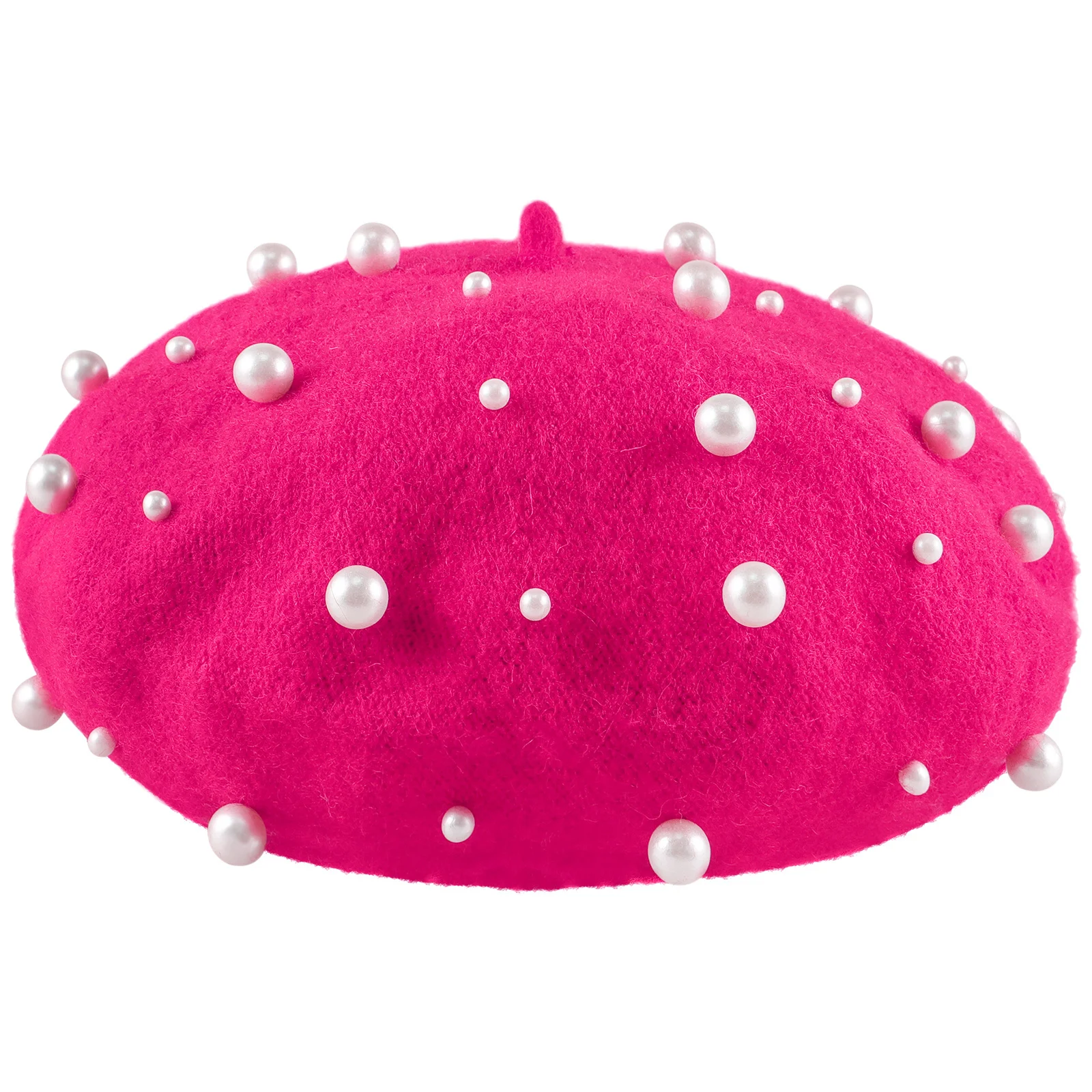 

Pearl Autumn Beaded Rivet Wool Autumn Winter Cashmere Beret Cashmere Beaded Heavy Work Beret Hat Foldable Gift