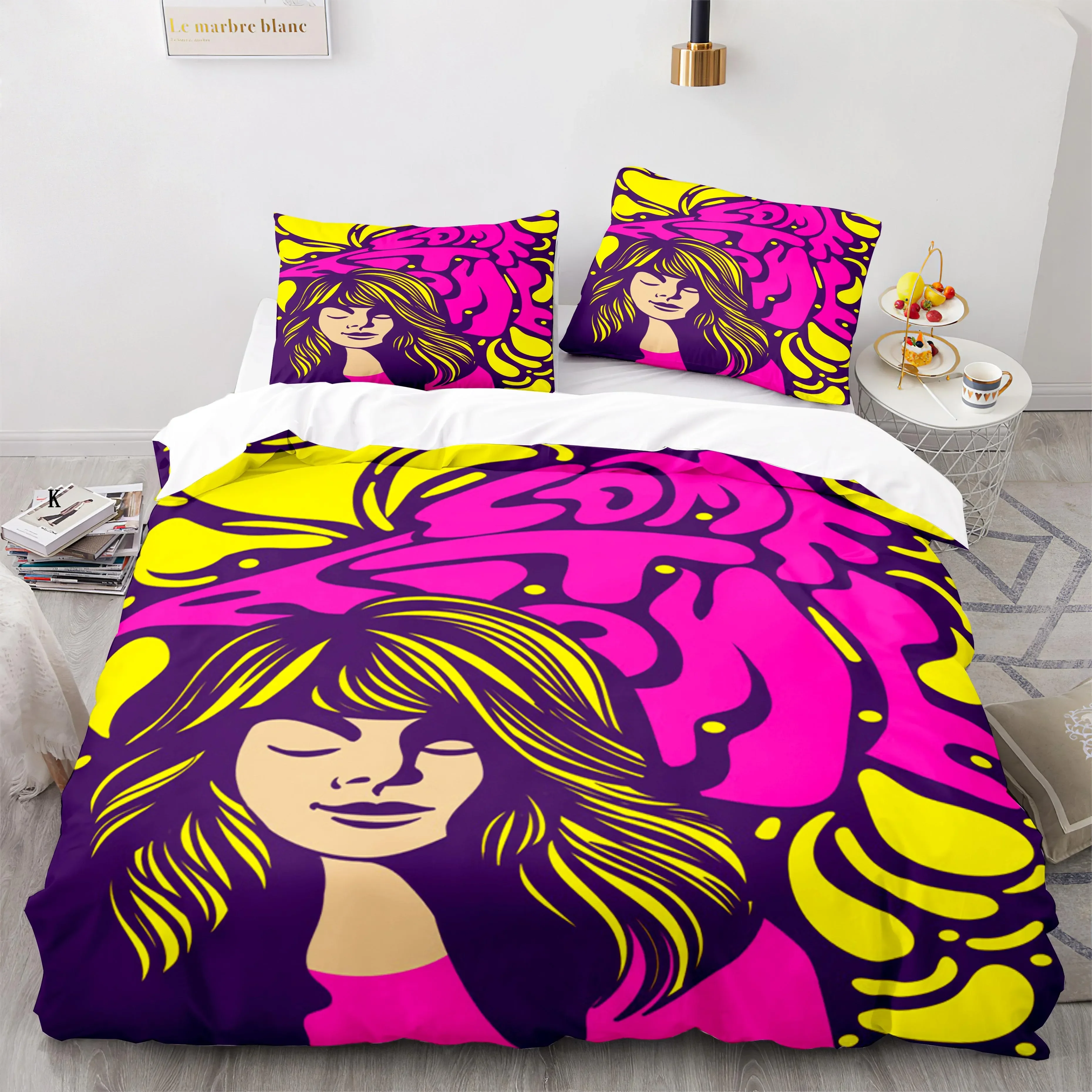 

Retro Abstract King Queen Duvet Cover Colorful Vintage Style Bedding Set for Teens Adult Modern Art 2/3pcs Polyester Quilt Cover