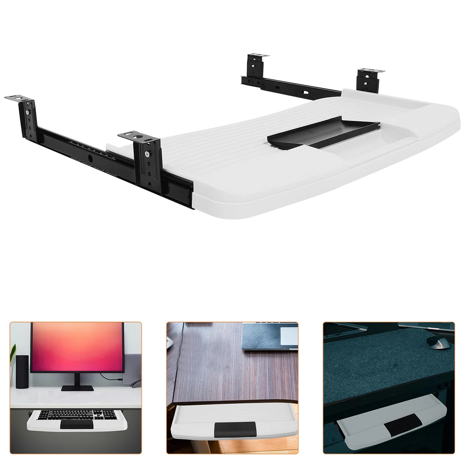 

Under Desk Keyboard Tray ABS Stainless Steel Slide Out Drawer Organizer Keyboard Tray Desk Extender Under Table