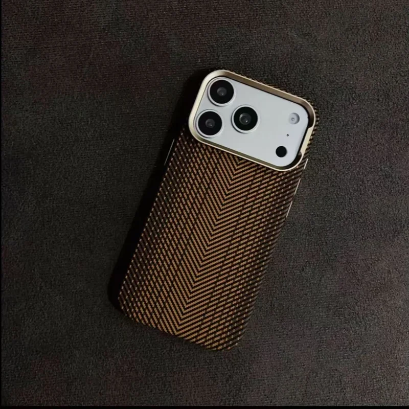 

Luxury Kevlar Carbon Fiber Pattern Magnetic Phone Case For iPhone 15 16 17 Pro Max For Magsafe Wireless Charge Shockproof Cover