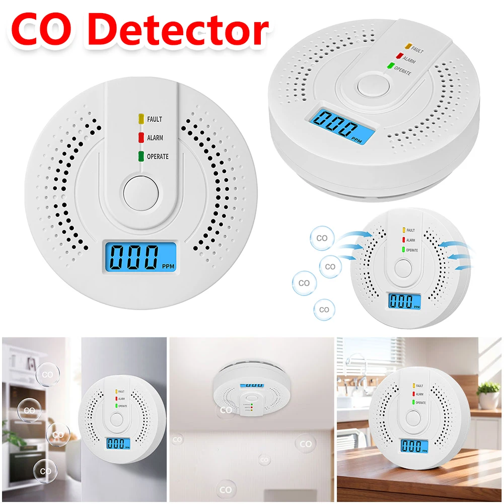 

New Carbon Monoxide Standalone Detector CO Alarm With Screen Display Battery Powered Real-Time CO Monitor For Home Office