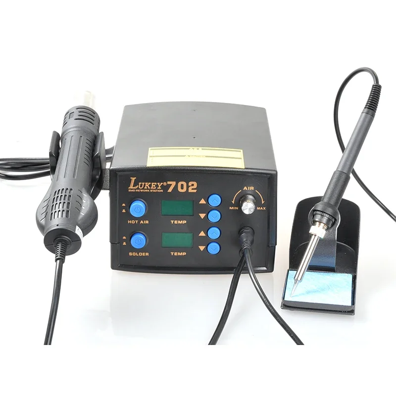 LUKEY 702 2 IN 1 Digital Hot Air Soldering Station Rework ESD Hot Air Gun Electric Soldering Iron For Phone PCB BGA Welding Set