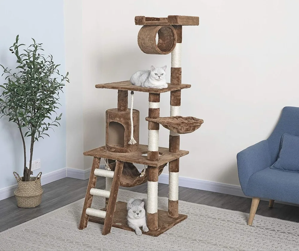 Imagem -04 - Classic Cat Tree Tower Kitty Condo Scratcher para Gatos de Interior com Sisal Posts Condomínio Escada Poleiro Macio 62