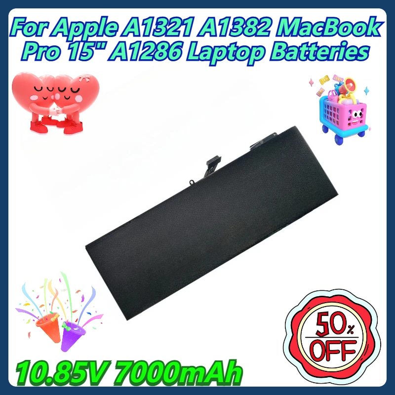 

10.85V 7000mAh For Apple A1321 A1382 MacBook Pro 15" A1286 Laptop Batteries