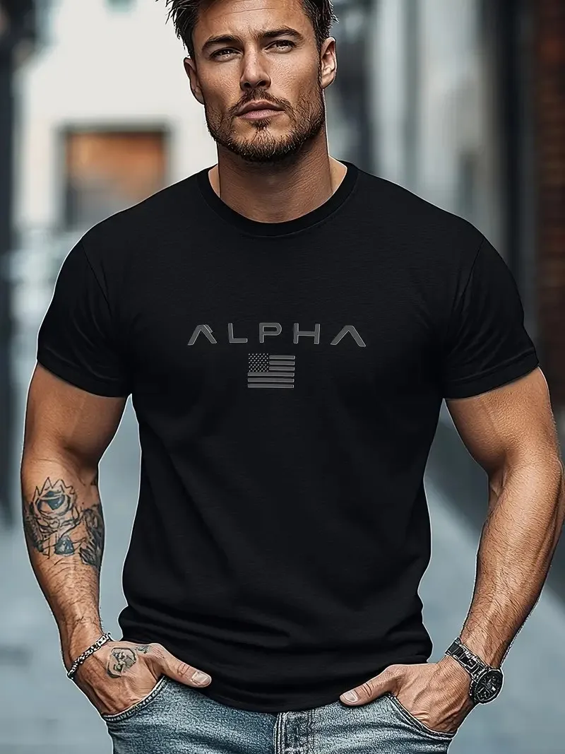 The new men's T-shirt for summer 2025 is breathable lightweight casual and fashionable with letter prints