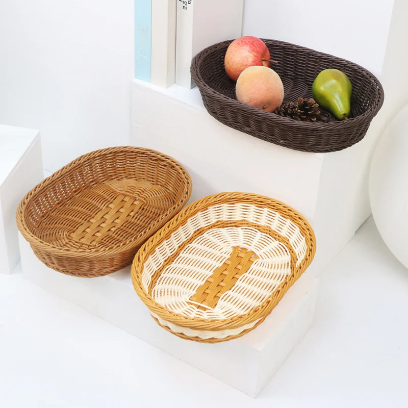 -Like Fruit Rattan Supermarket Snacks Storage Basket Woven Bread Plastic Fruits And Vegetables Display Bunk