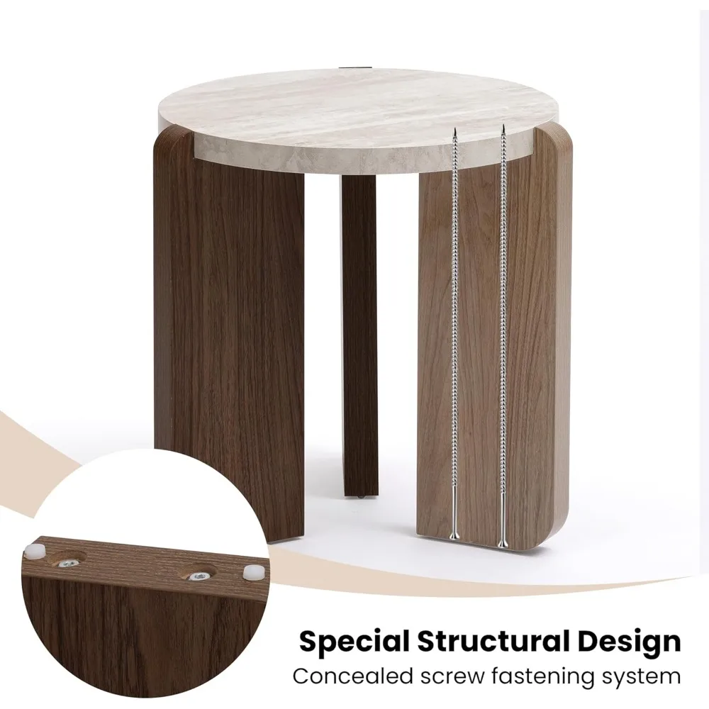 ชุดโต๊ะกาแฟและโต๊ะข้างโซฟา 3 ชิ้น รุ่นโมเดิร์นลายหินอ่อน สำหรับห้องนั่งเล่นและอพาร์ตเมนต์