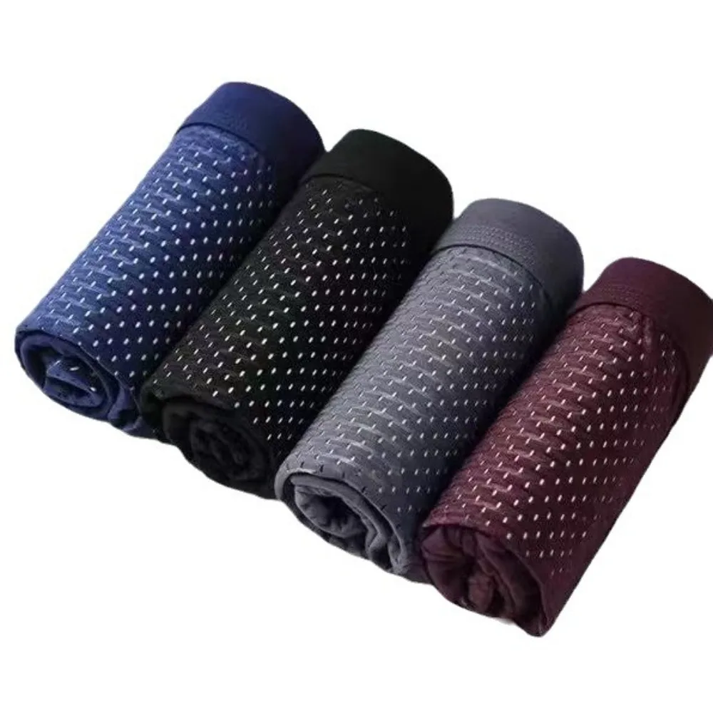 

4 шт., простые модальные мужские сетчатые боксеры, полые трусы, бесшовные шорты-боксеры, дышащее нижнее белье для мужчин и мужчин