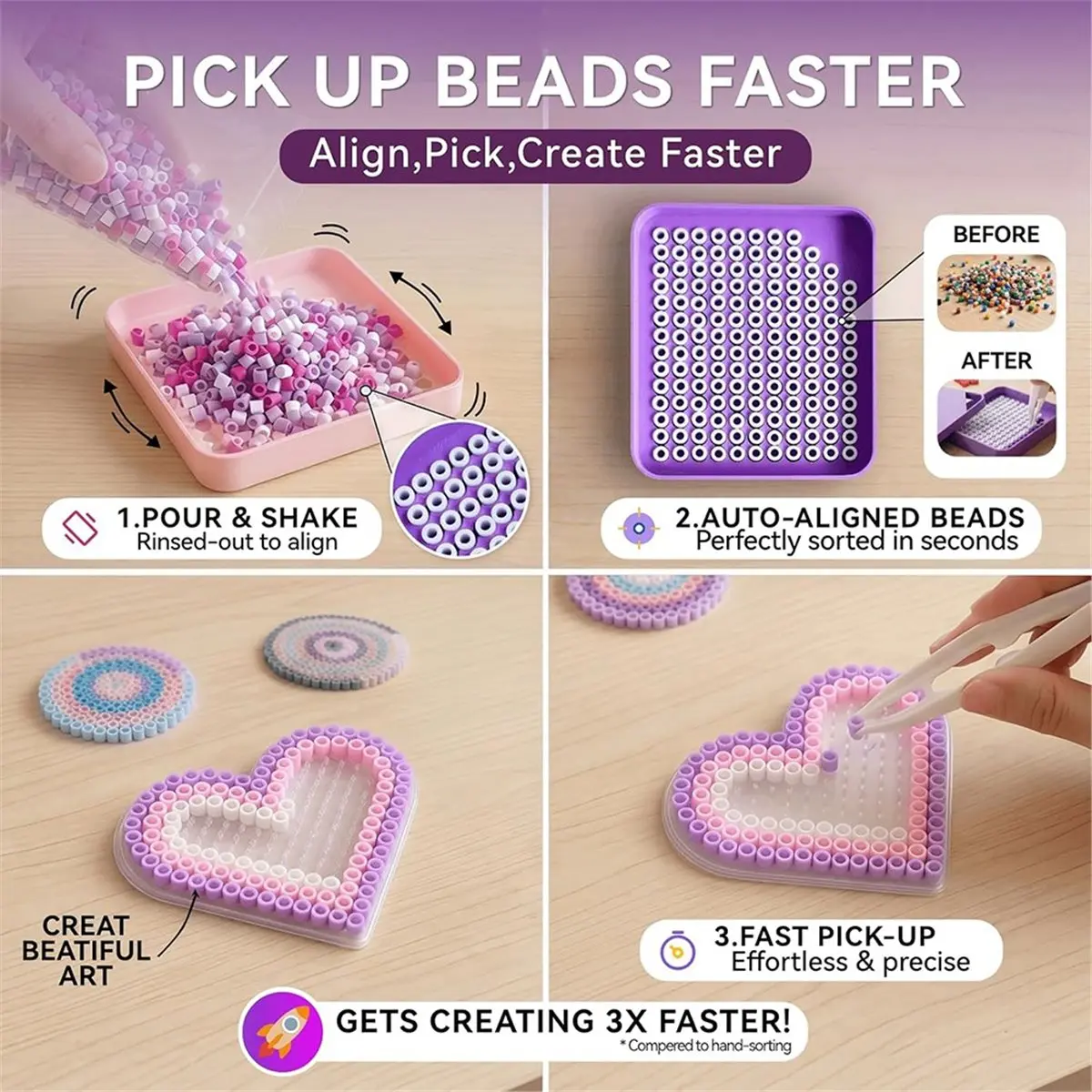 PROMOTION!2 Pcs 5mm Fuse Beads Picking Tray Kit,Efficient Sorting & Recovery for Crafters Fuse Beads Shovel