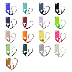 Crossbody Necklace Strap Lanyard Cord Silicone Phone Case for iPhone 15 Pro 13 12 14 Pro Max X XR XS Max 6S 7 8 Plus Rope Cover