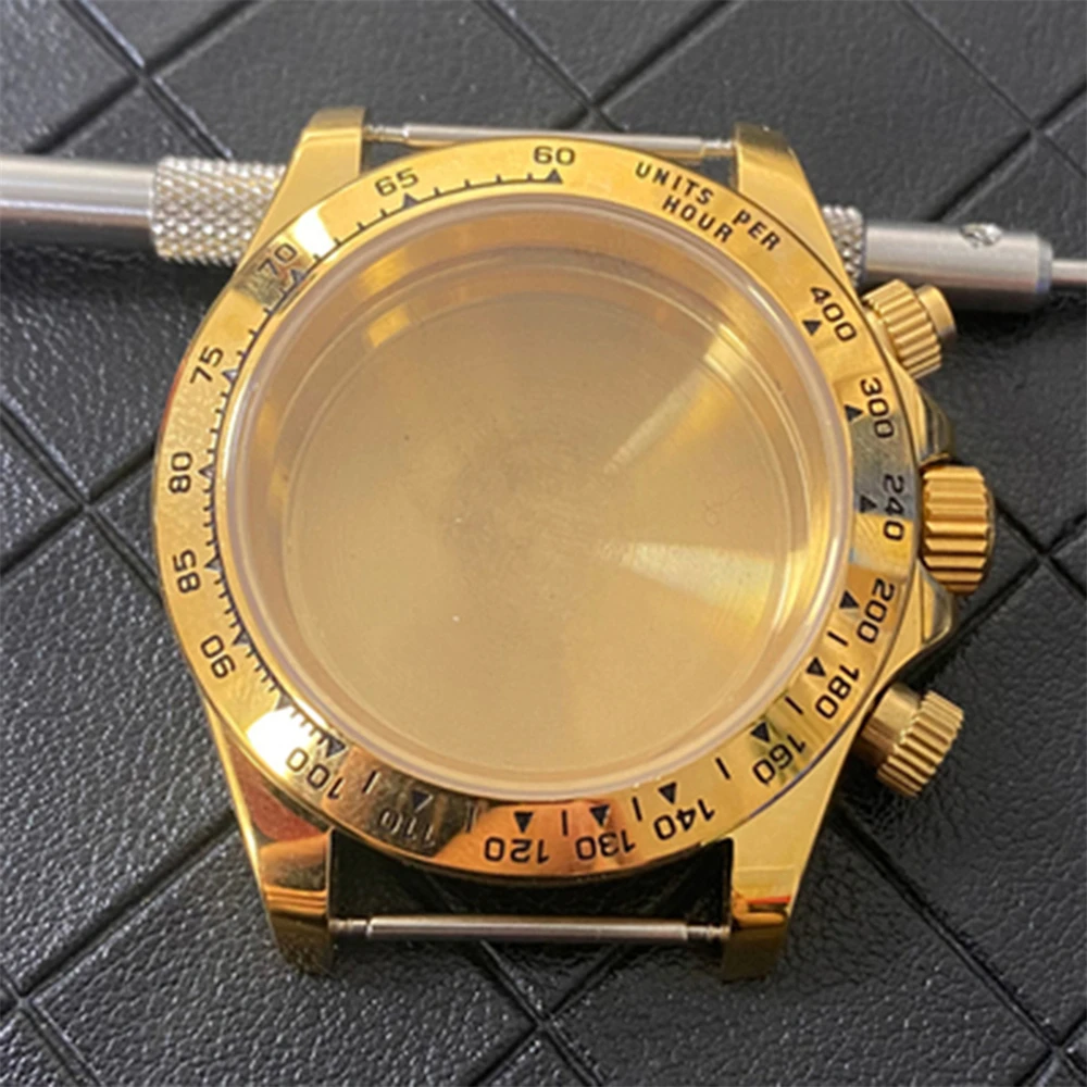 39mm 316L Steel Watch Case Ceramic Bezel Brushed Oyster/Jubilee Bracelet For VK63 3-eye Quartz Movement Modify Accessories