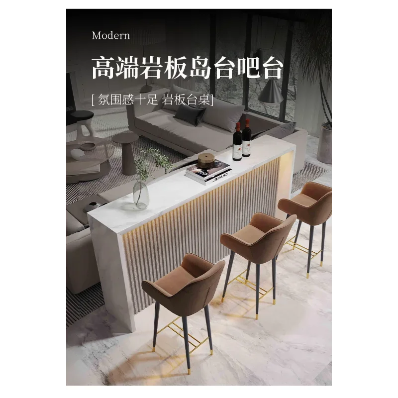 Sofa back bar table long table living room partition light luxury high-end rock slab small apartment island table home backrest