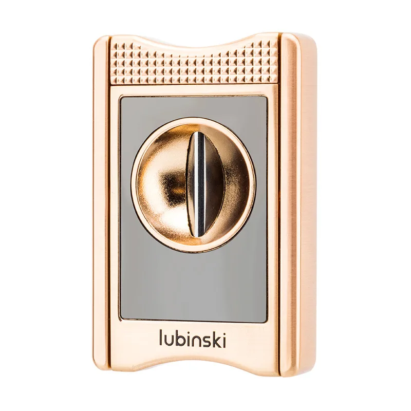 LUBINSKI-V-Shaped Cigar Clip, Zinc Alloy Cigarette Holder, Multi-function Cutter, Leather Case, Gift Box, CT-071