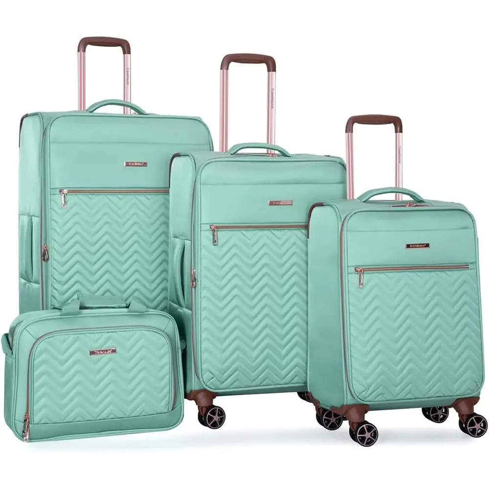 

Expandable Lightweight Suitcase Set with Double Spinner Wheels: 4-Piece, 16/20/24/28-Inch, Green