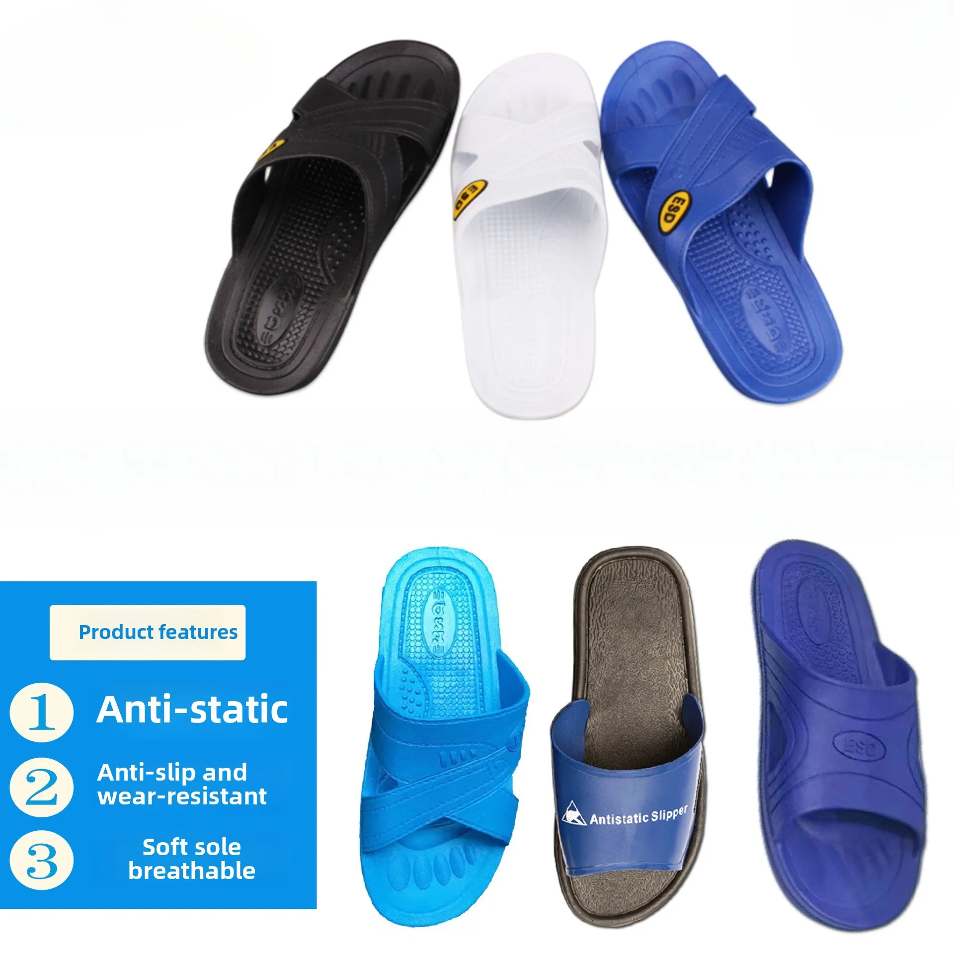 

Anti-static Slippers PVC Slippers SPU Clean Room Workshop Work Shoes Cross Toe Guard Bag Head Clean Static Shoes