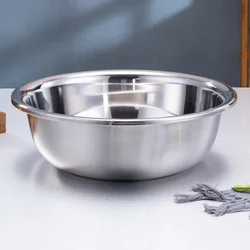 Vegetable Washing Basin Kitchen Laundry Tub Eggs Soup Stainless Steel Rice Bowl Large Round Gadget Pans