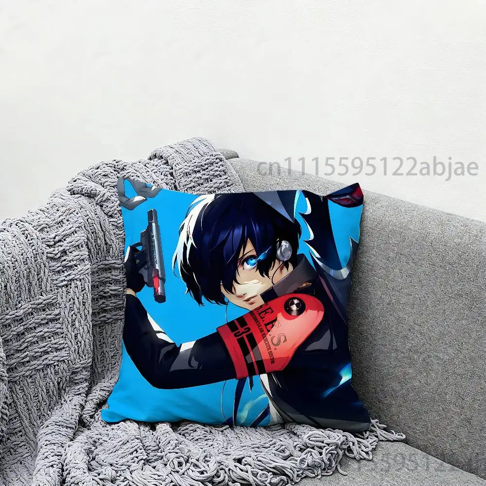 M-Makoto Y-Yuki Persona 3 Throw Pillow Case 50x50cm DIY Square Pillowcase Square Office Cushion Cover 4