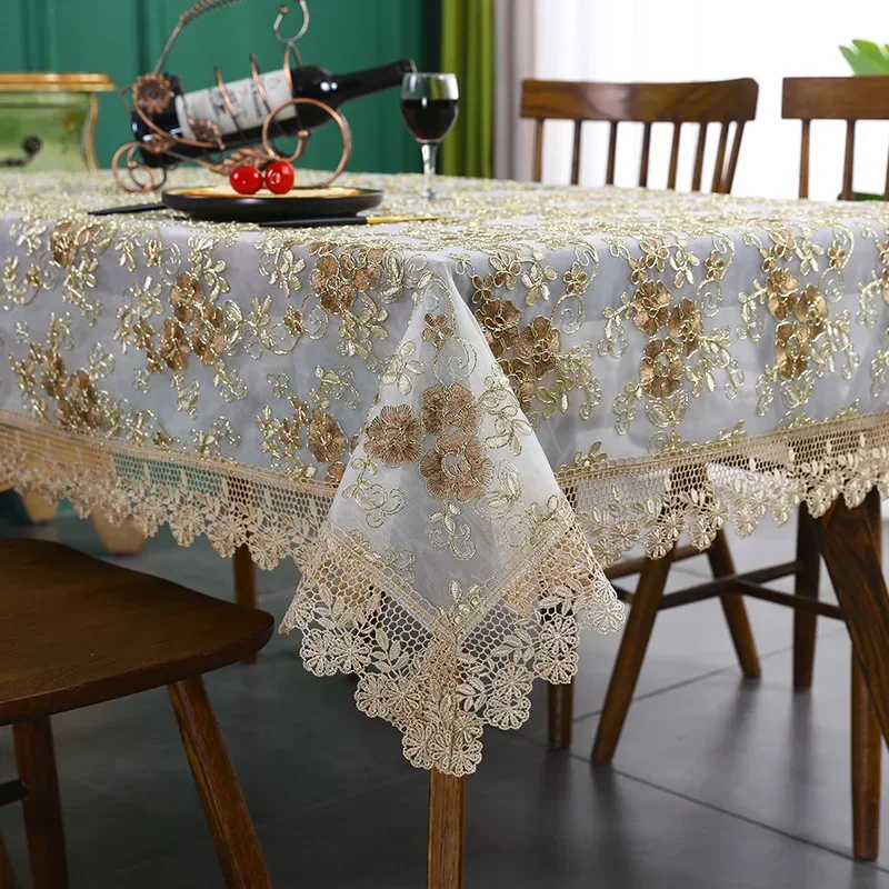 Spitzen-Stickerei Tischdecke, Luxuriöse Tischdecke, Hochzeitsbankett, Party-Tischdecken, Möbelbezug, Heimtisch-Abdeckungen