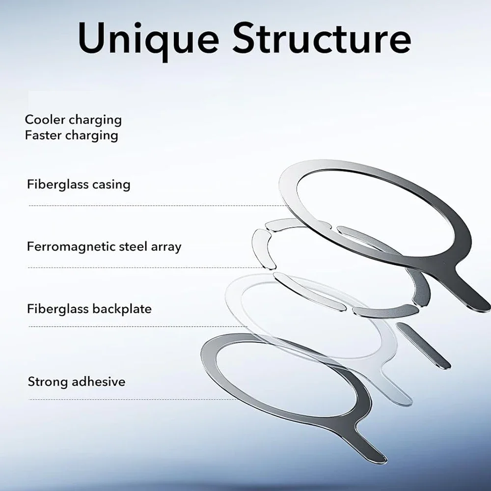 Metal Plate Ring for Magsafe IPhone Wireless Charging Magnet Sticker Magnetic Adapter Ring Car Phone Holder Iron Sheet Stickers
