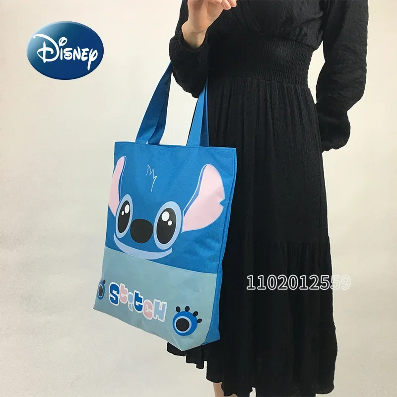 Disney Stitch New Women's Canvas Handbag Cartoon Cute Women's Shoulder Bag Large Capacity Shopping Storage Bag High Quality