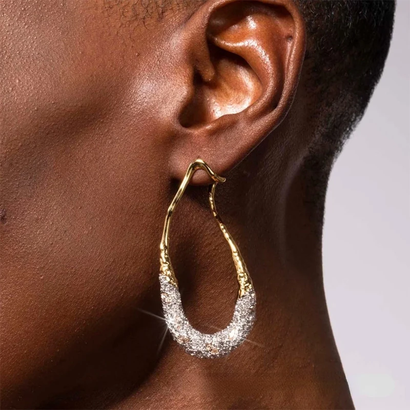 Spanish Niche Design Geometric Simple Earrings High Sense Copper Plated Two-Color Collision Designer New Earrings for Women