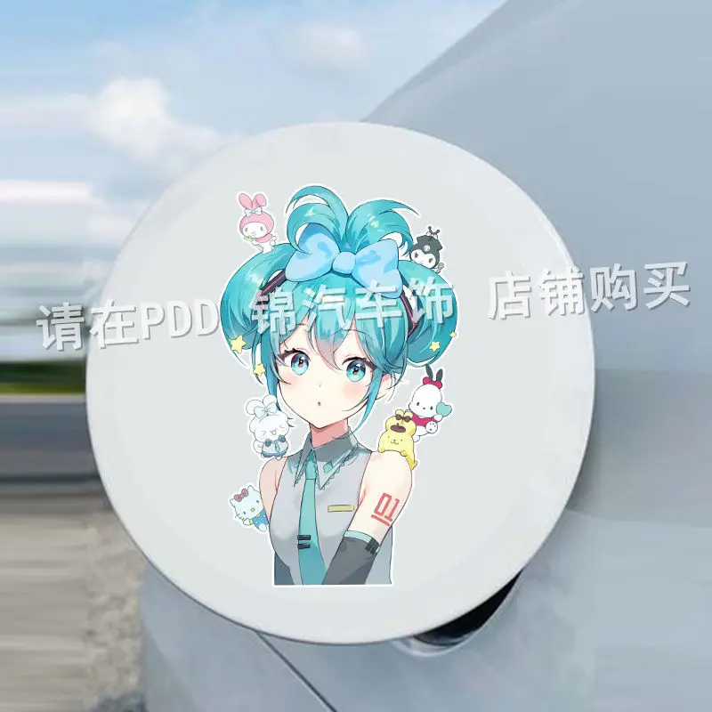 اليابانية أنيمي هاتسون ميكو فتاة صغيرة ملصق سيارة ملصق سيارة غطاء خزان الوقود الباب الخدوش وملصقات الزخرفية