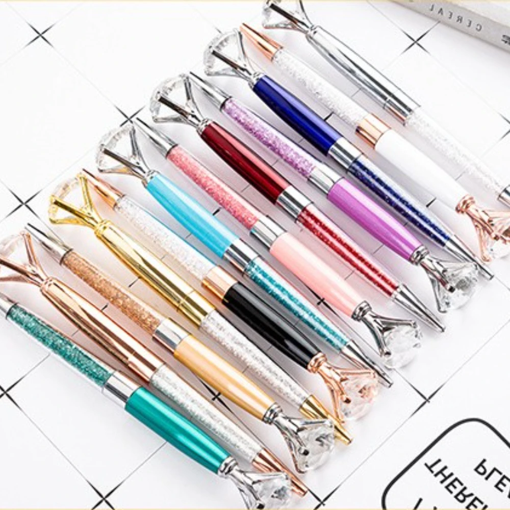 

300pcs Ballpoint Pen Metal Large Crystal Diamond Head Ballpen For Students School Stationery Office Supplies