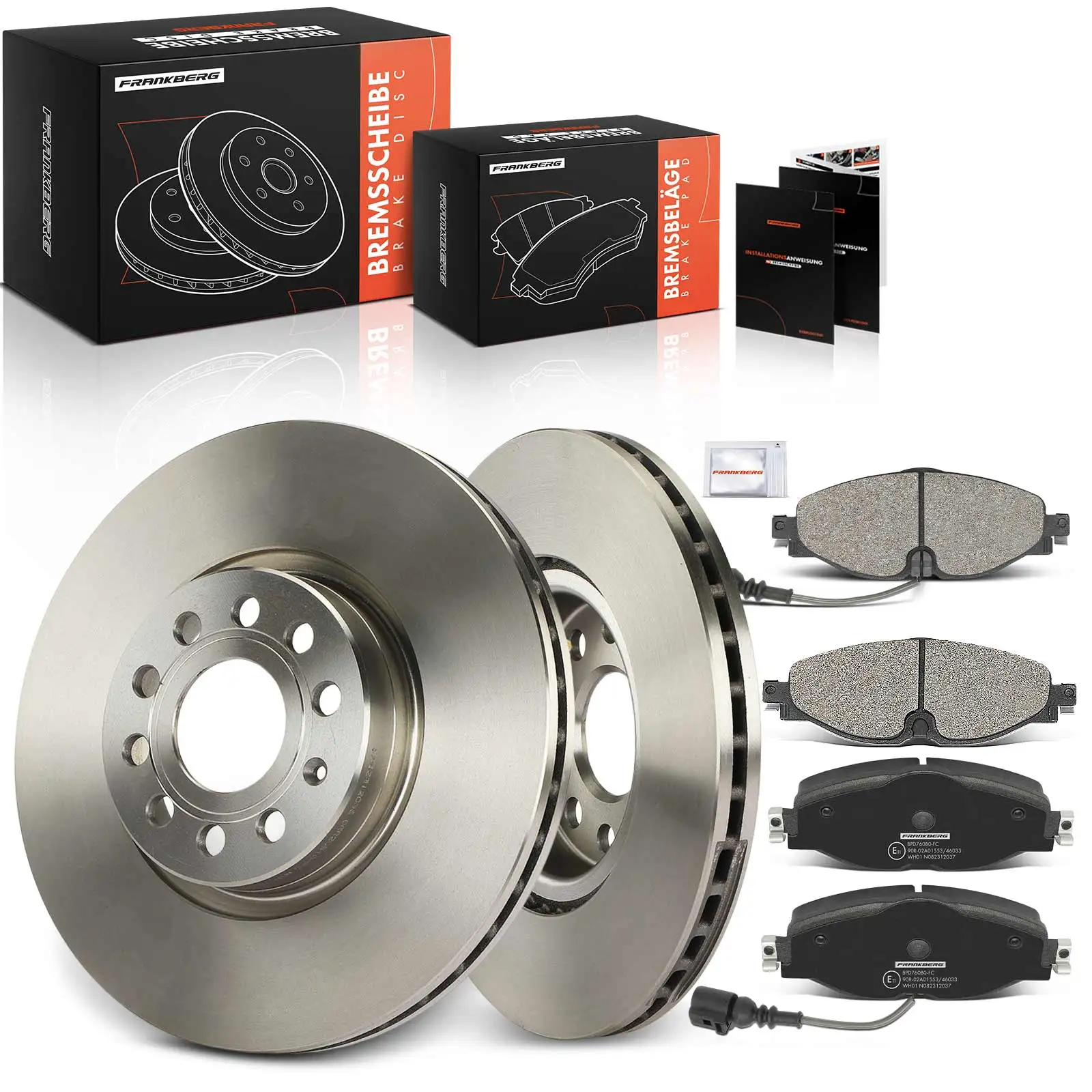 Frankberg 2x Remschijven 4x Remblokken Vooras Voor Audi A3 Q2 TT Seat Ateca Leon SC ST Skoda Karoq Kodiaq 8V0698151
